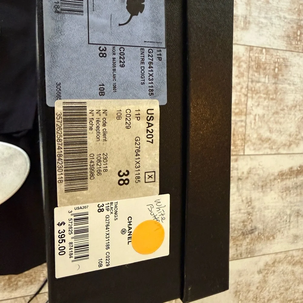 CHANEL Black Camellia Thong Sandals with Quilted Ivory Footbed - Picture 4 of 5